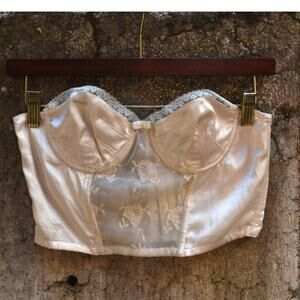 Sisley Ivory Satin & Lace Bustier Crop Top – Size S – NWT